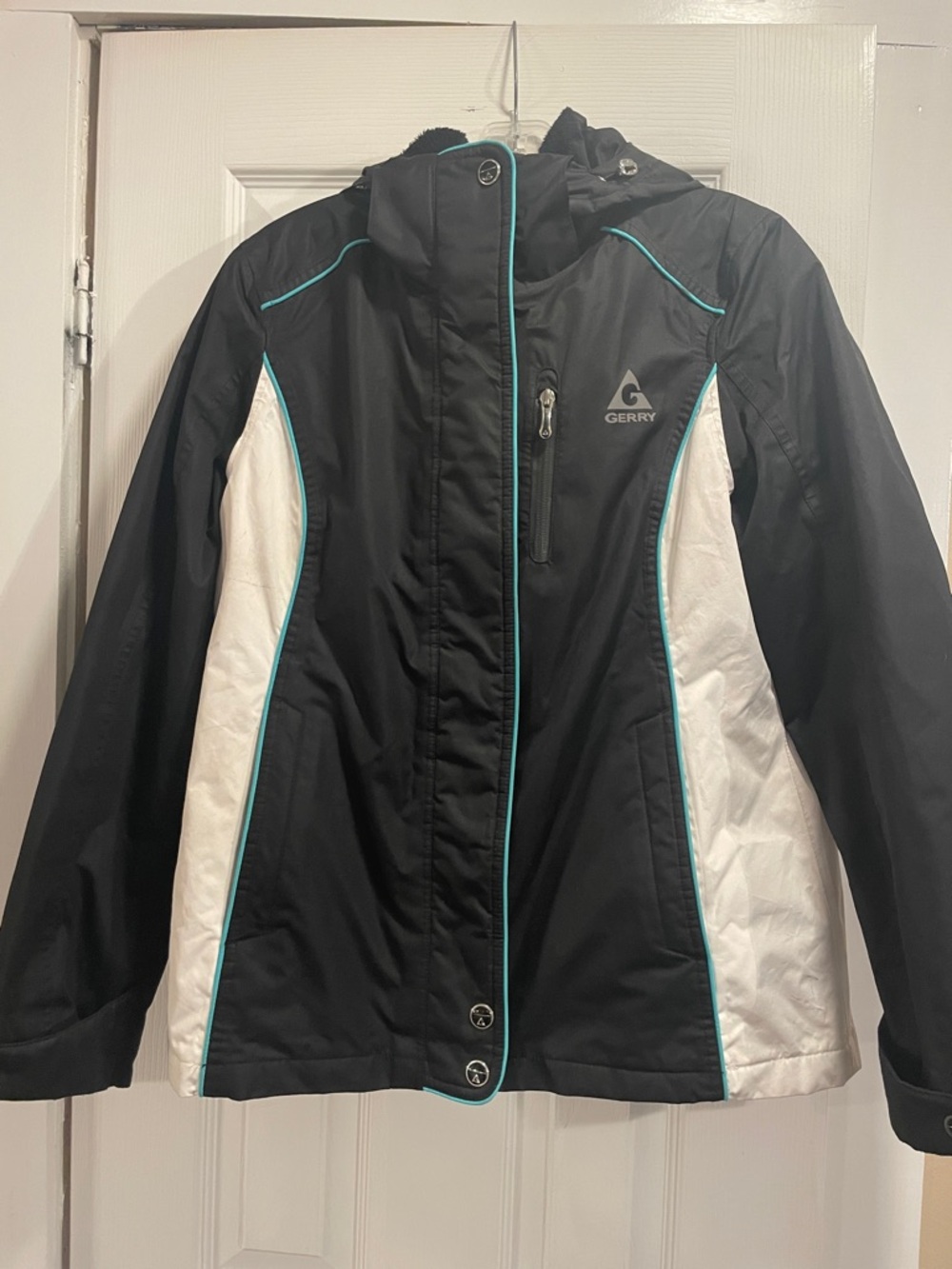 Gerry Weber Black White Ski Jacket with Teal Piping